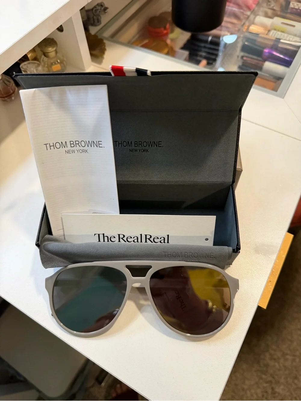 Thom Browne- Matte Gray Sunglasses with Multi-Tint Lenses